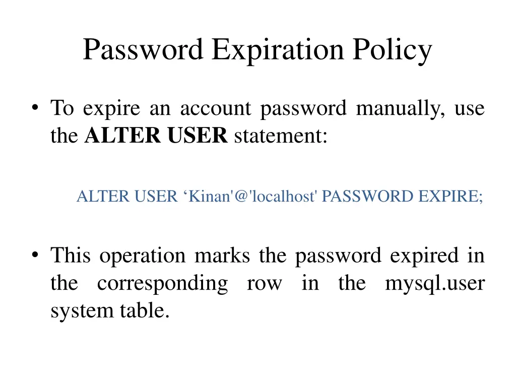 password expiration policy