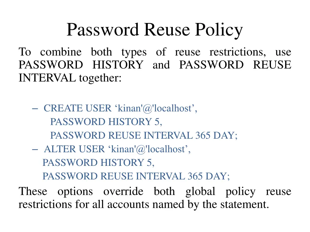 password reuse policy to combine both types