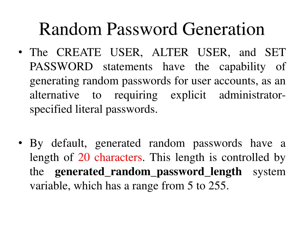 random password generation