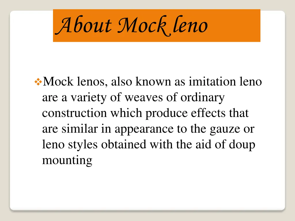 about mock leno