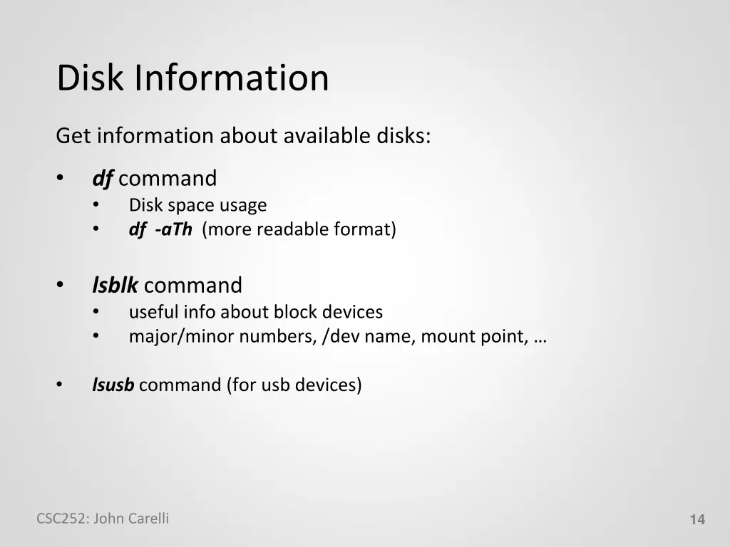 disk information