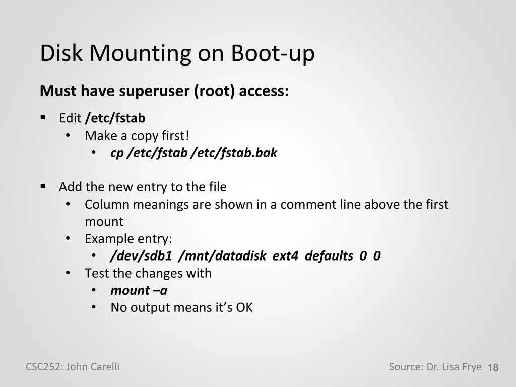 disk mounting on boot up
