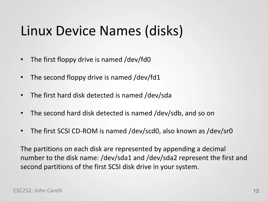 linux device names disks