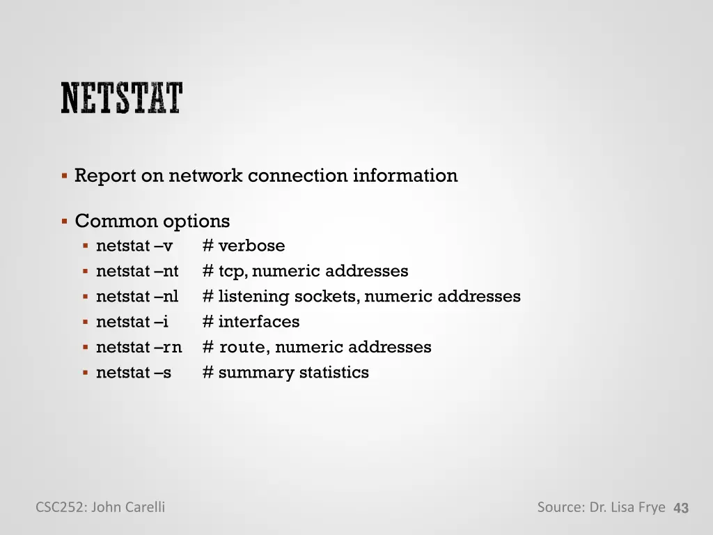 report on network connection information