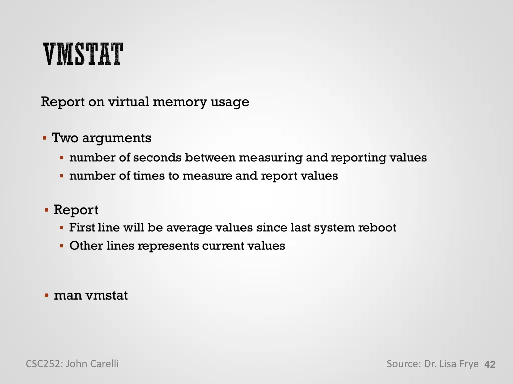 report on virtual memory usage