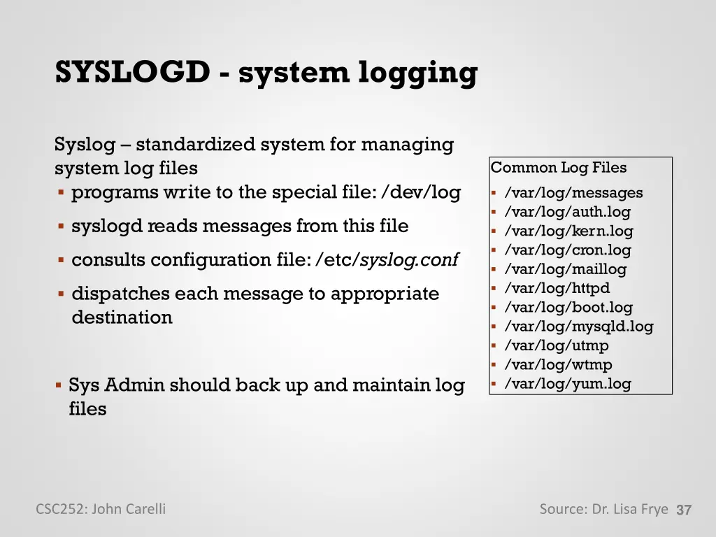 syslogd system logging