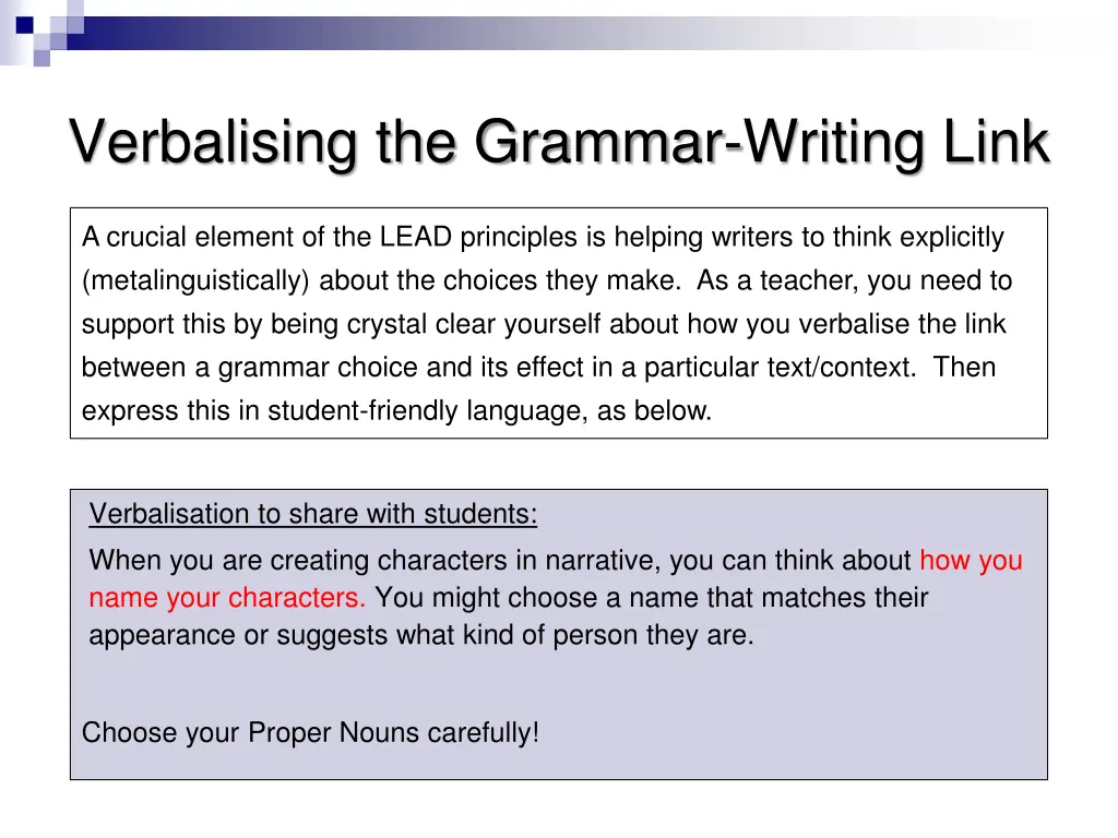 verbalising the grammar writing link