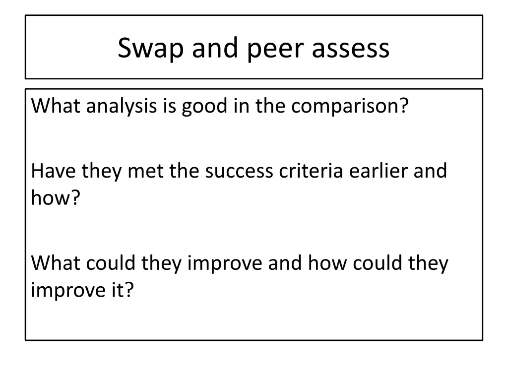swap and peer assess