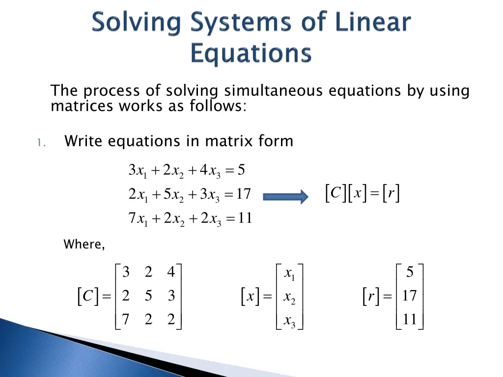 the process of solving simultaneous equations