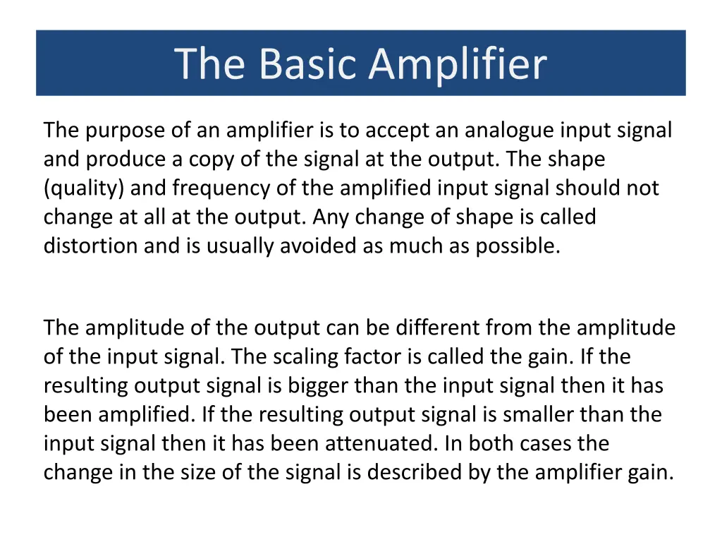 the basic amplifier
