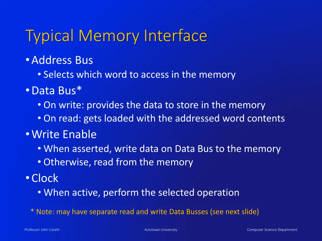 typical memory interface