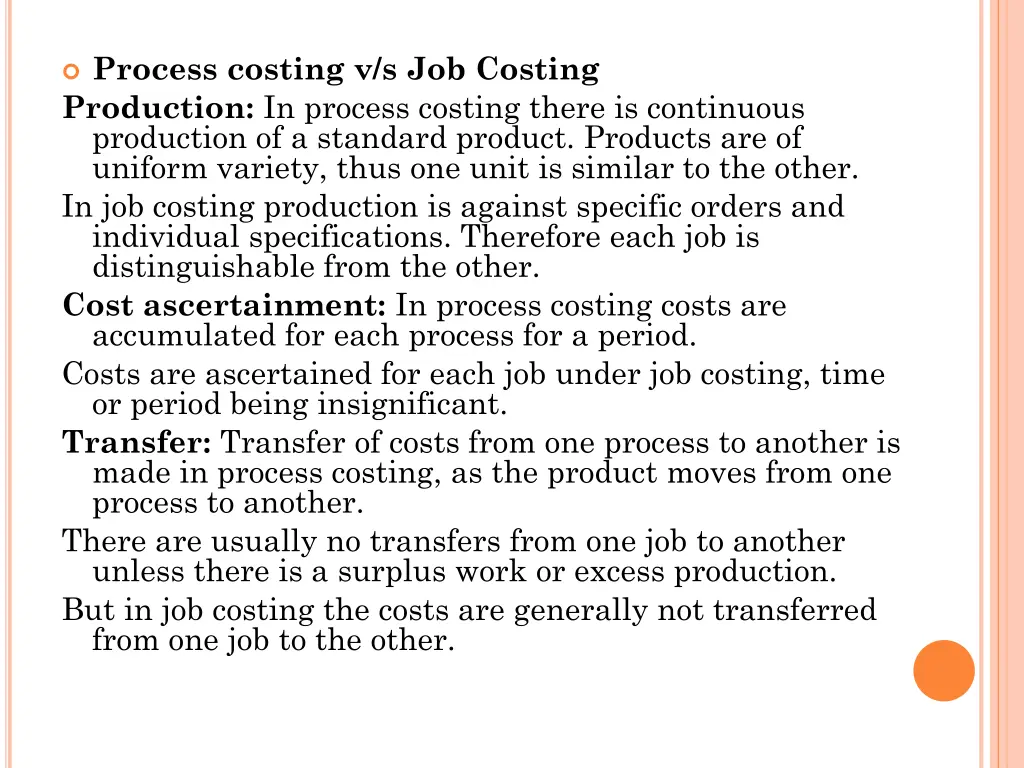 process costing v s job costing production