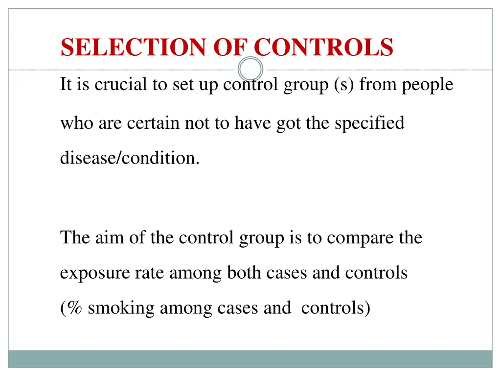 selection of controls