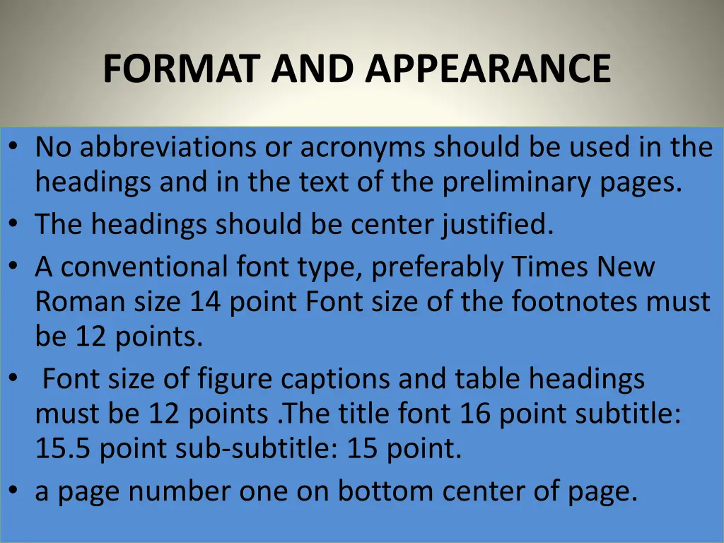 format and appearance 1