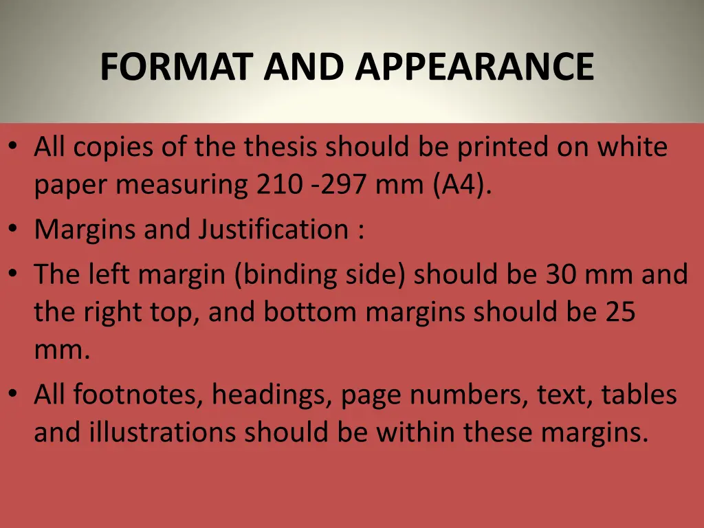 format and appearance
