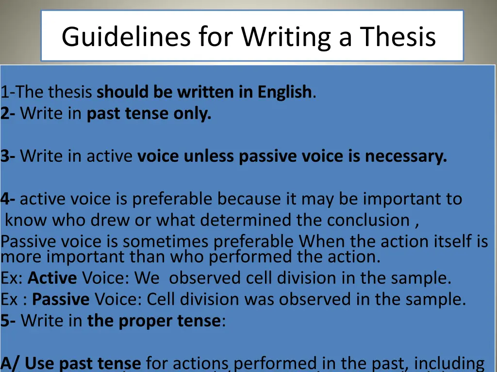 guidelines for writing a thesis