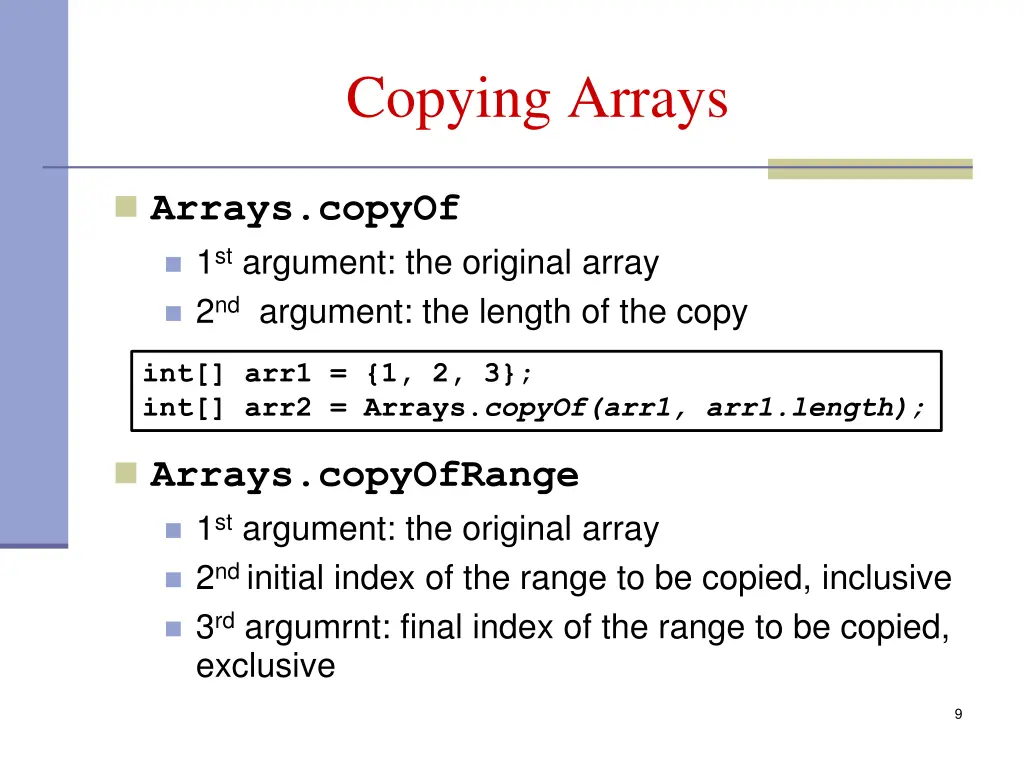 copying arrays 1
