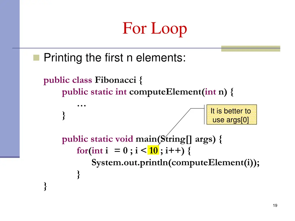 for loop