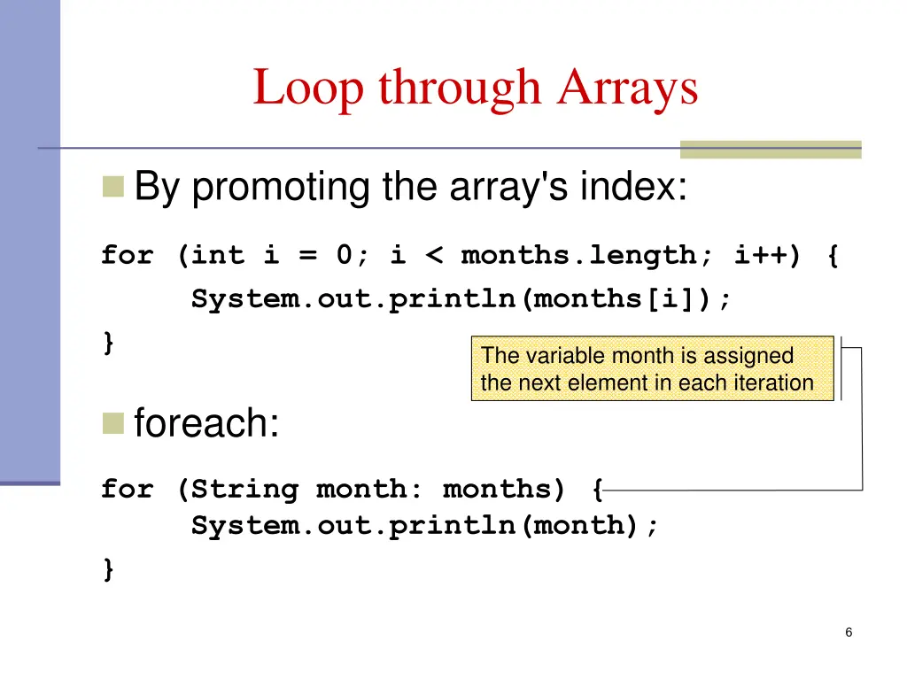 loop through arrays