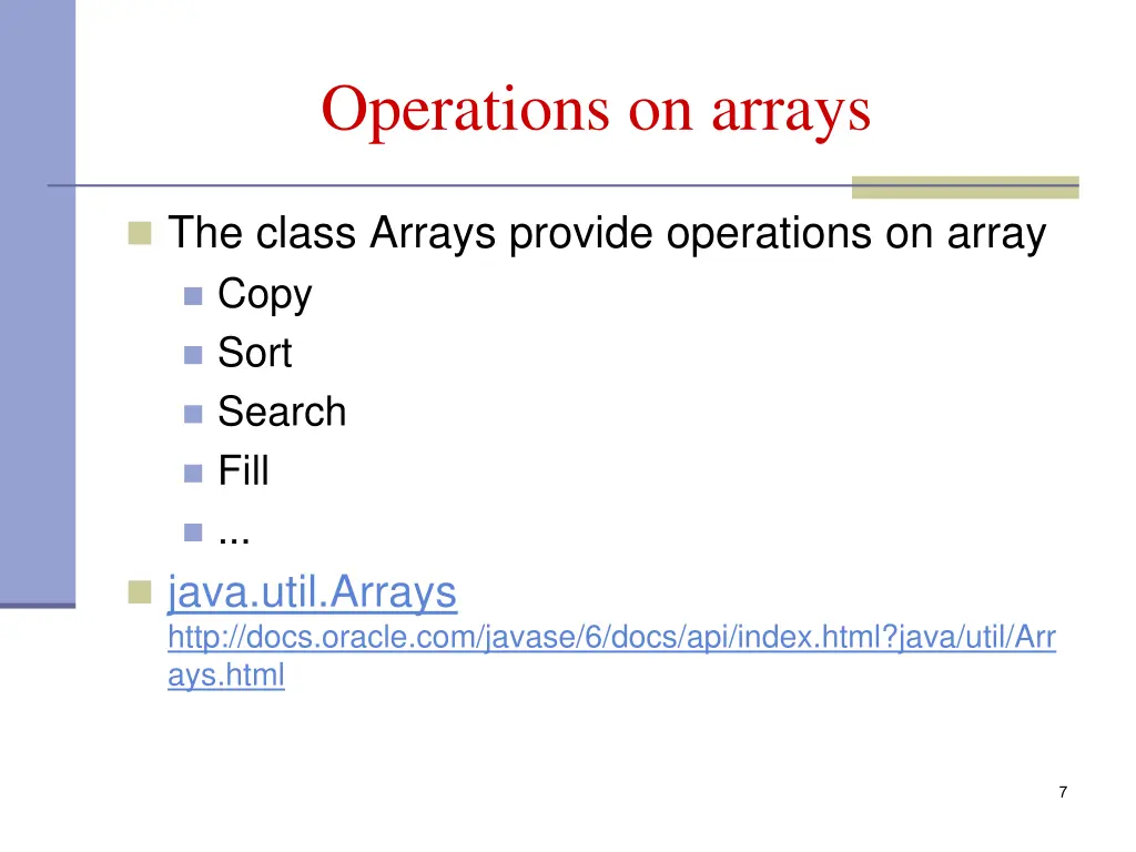 operations on arrays