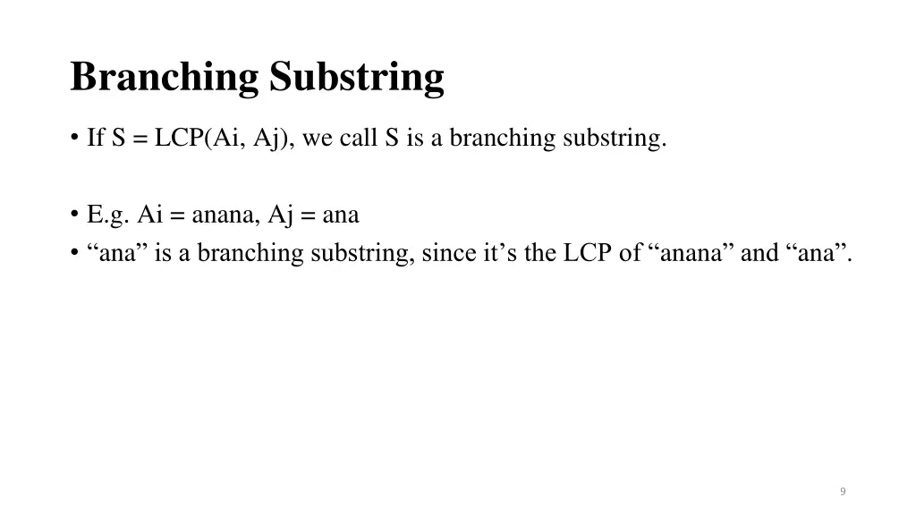 branching substring