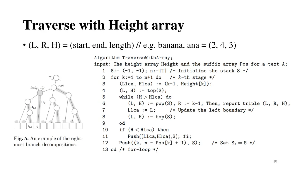 traverse with height array