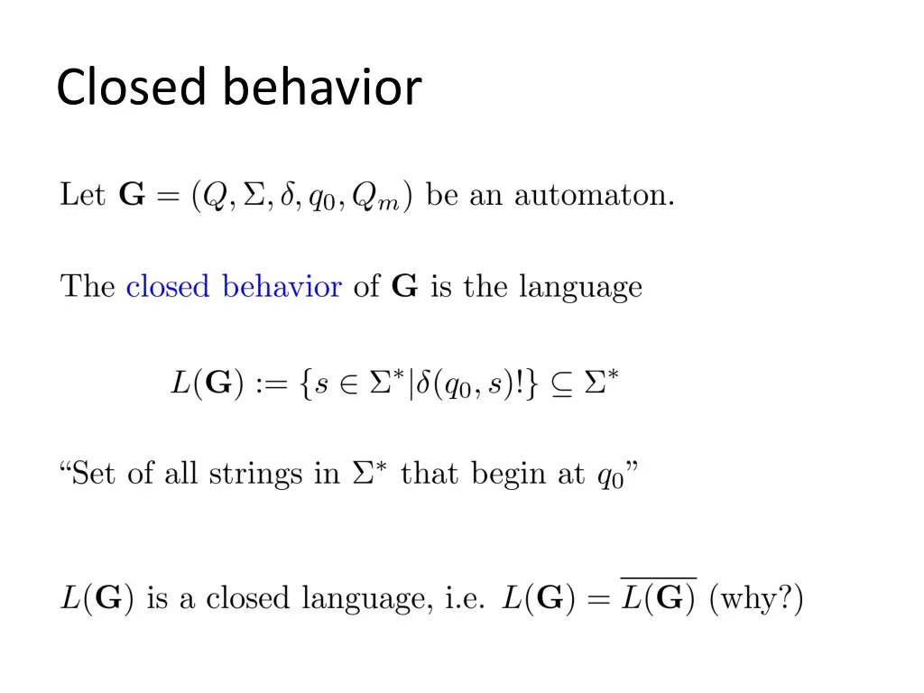 closed behavior