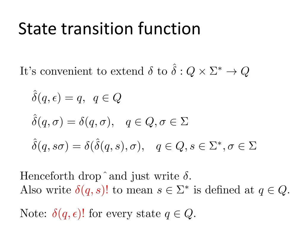 state transition function