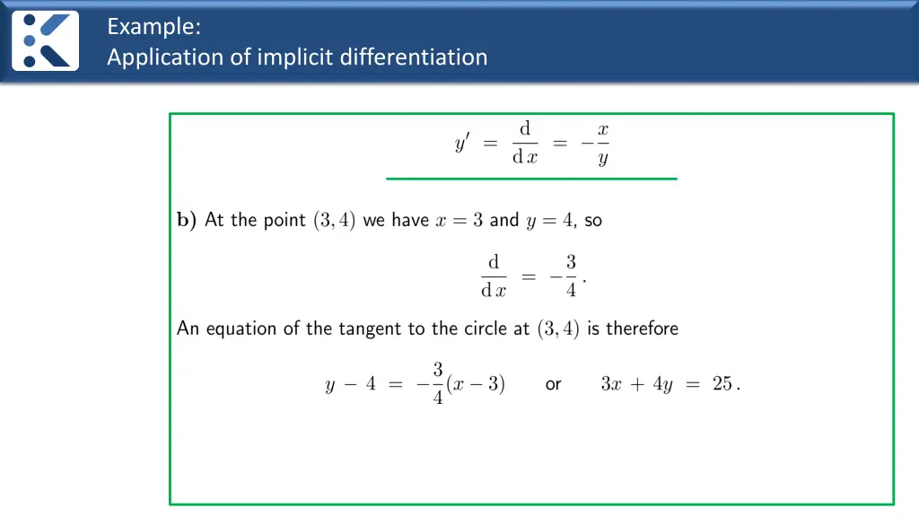 example application of implicit differentiation 1