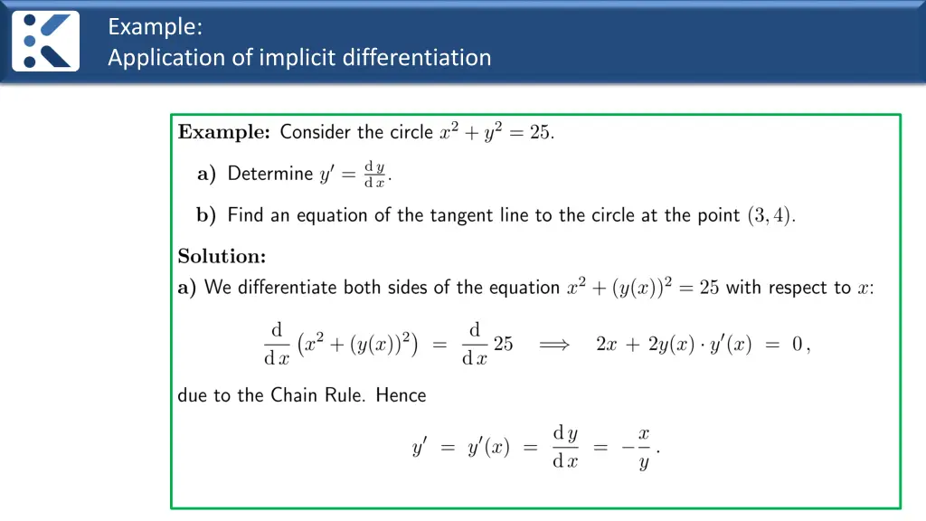 example application of implicit differentiation
