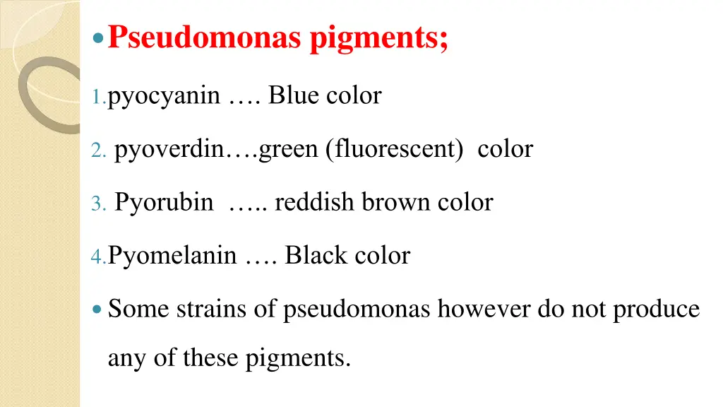 pseudomonas pigments