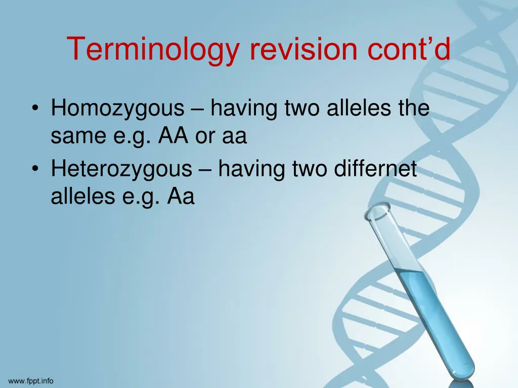 terminology revision cont d