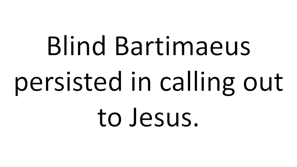 blind bartimaeus persisted in calling out to jesus