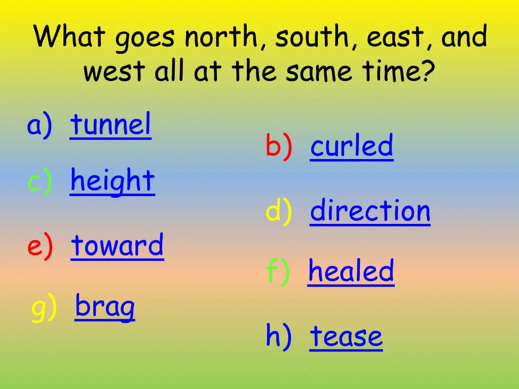 what goes north south east and west