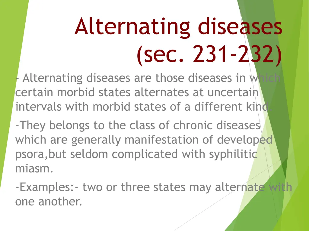 alternating diseases sec 231 232 alternating