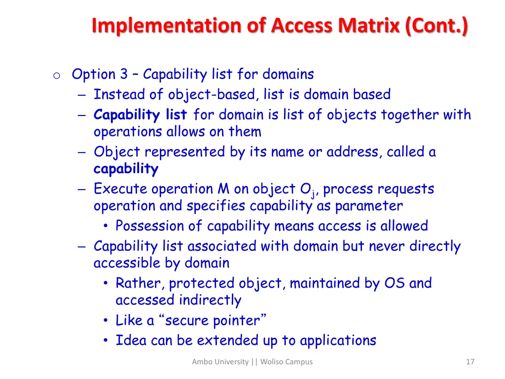 implementation of access matrix cont 2