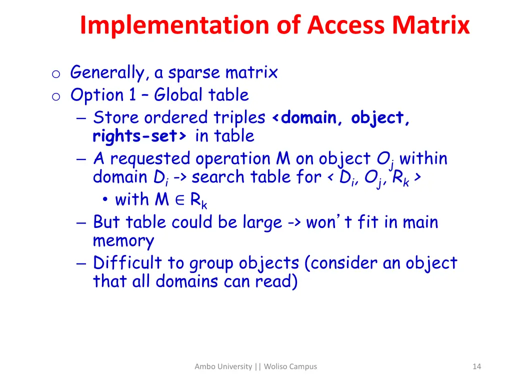 implementation of access matrix