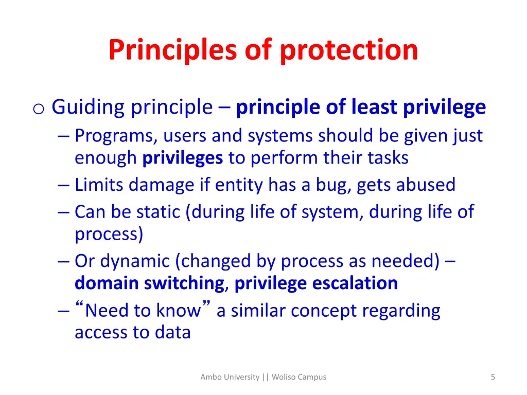 principles of protection