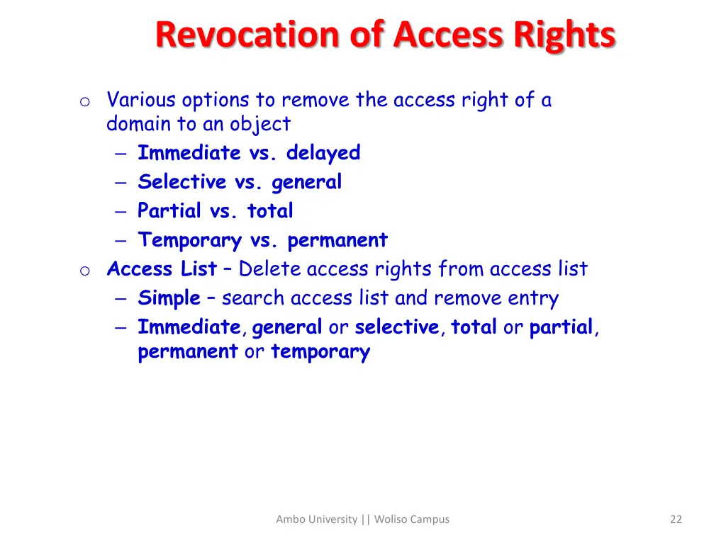 revocation of access rights