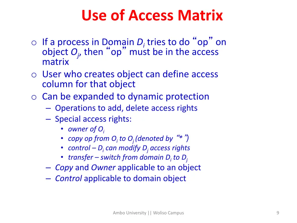 use of access matrix