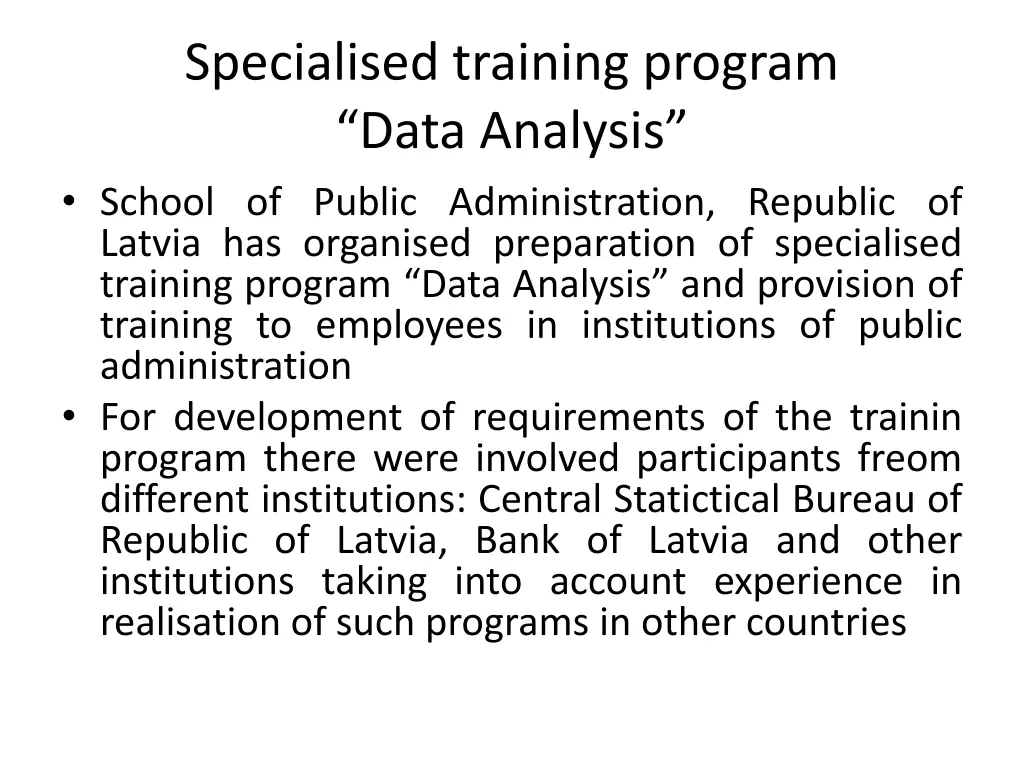 specialised training program data analysis school