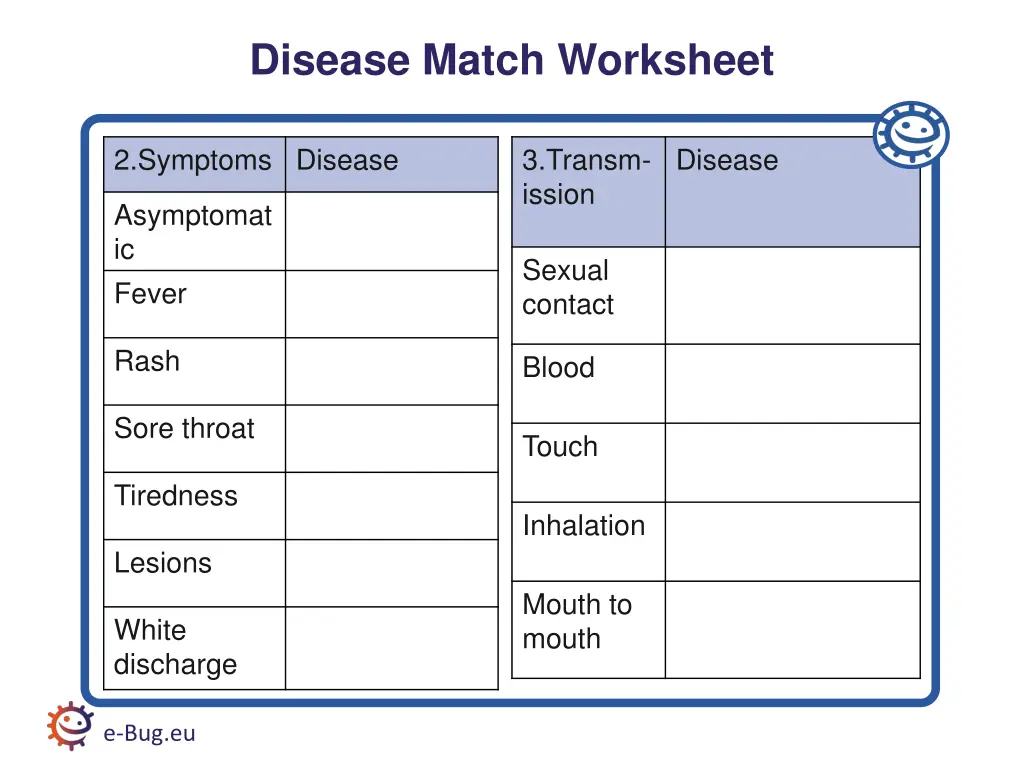 disease match worksheet 4