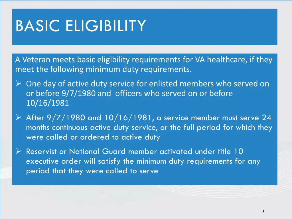 basic eligibility