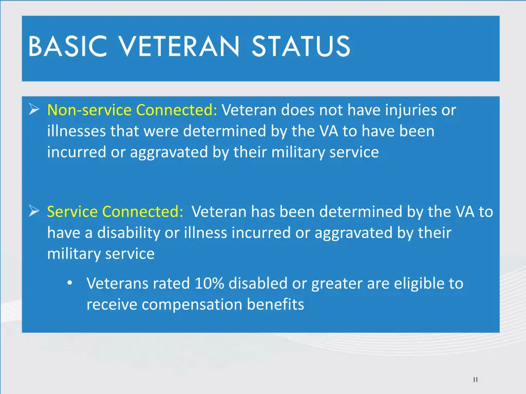 basic veteran status