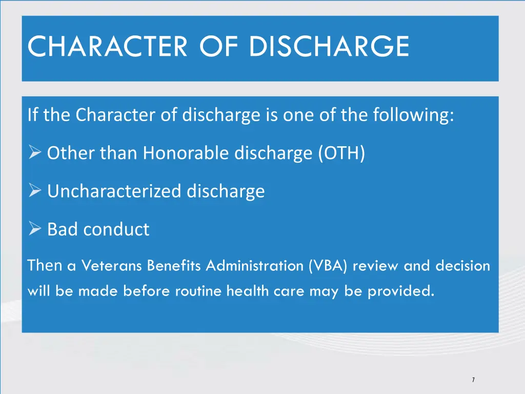 character of discharge 1