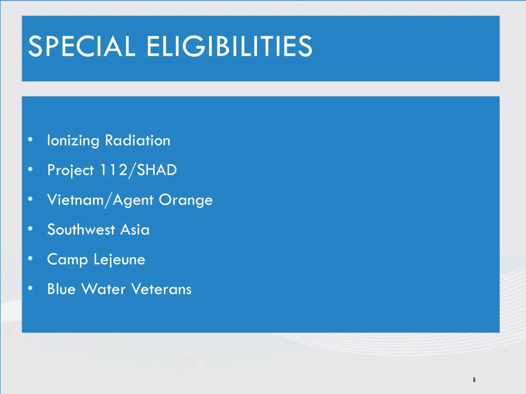 special eligibilities