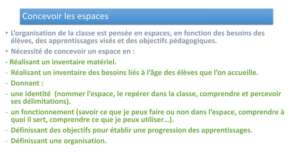 concevoir les espaces