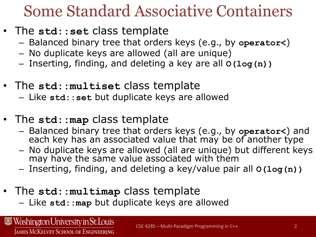 some standard associative containers