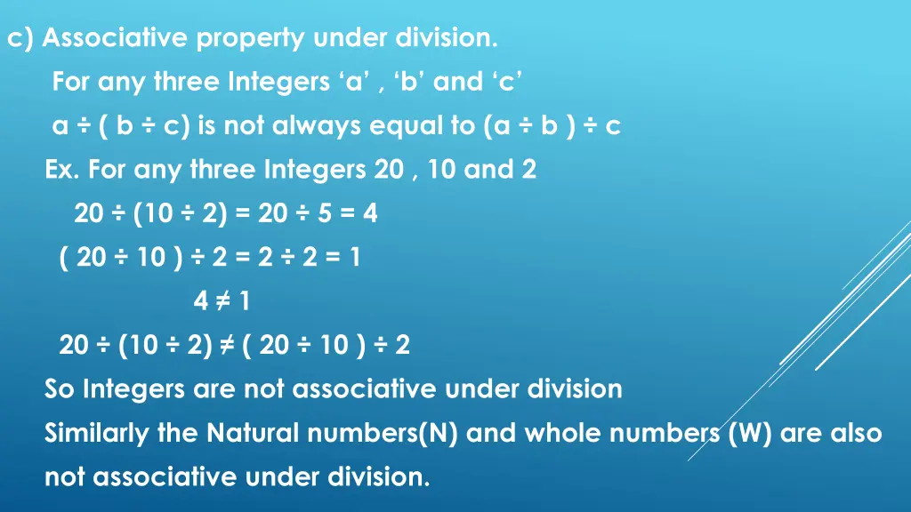 c associative property under division