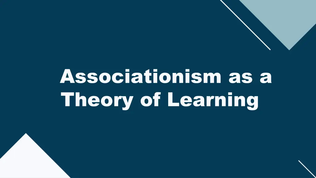 associationism as a theory of learning